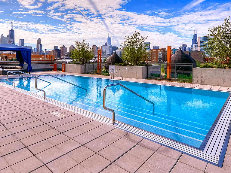 Pool with city view