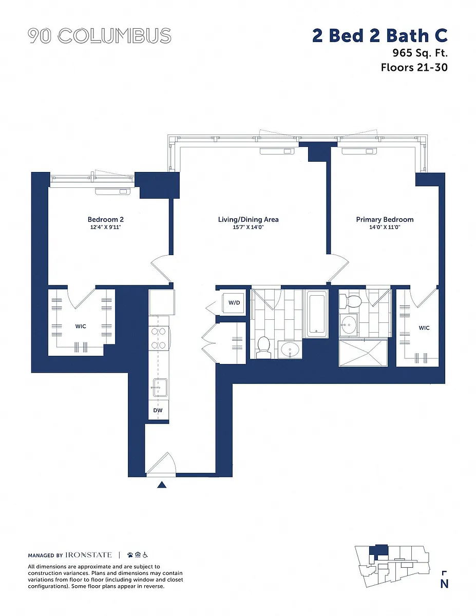 Floor plan 2 Bed 2 Bath C