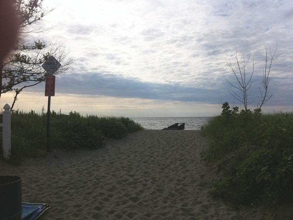 Steps to this sandy beach