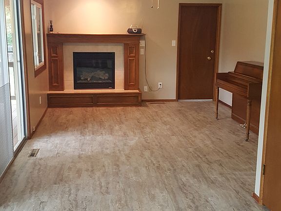 Den and fireplace area