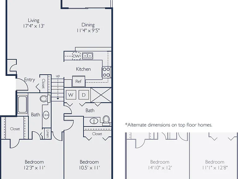 Two Bedroom Two Bath (1096 SF) Two Bedroom Two Bath (1096 SF)