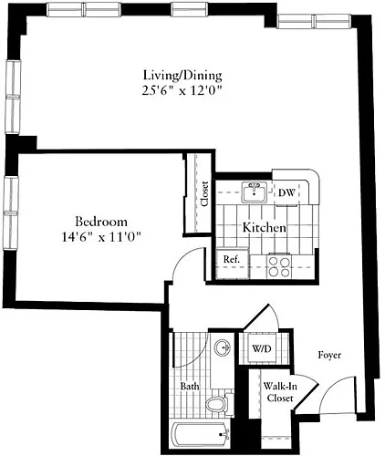 Floor plan 1 Bedroom M