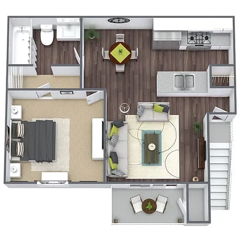 Floor plan A1: 1 Bed 1 Bath