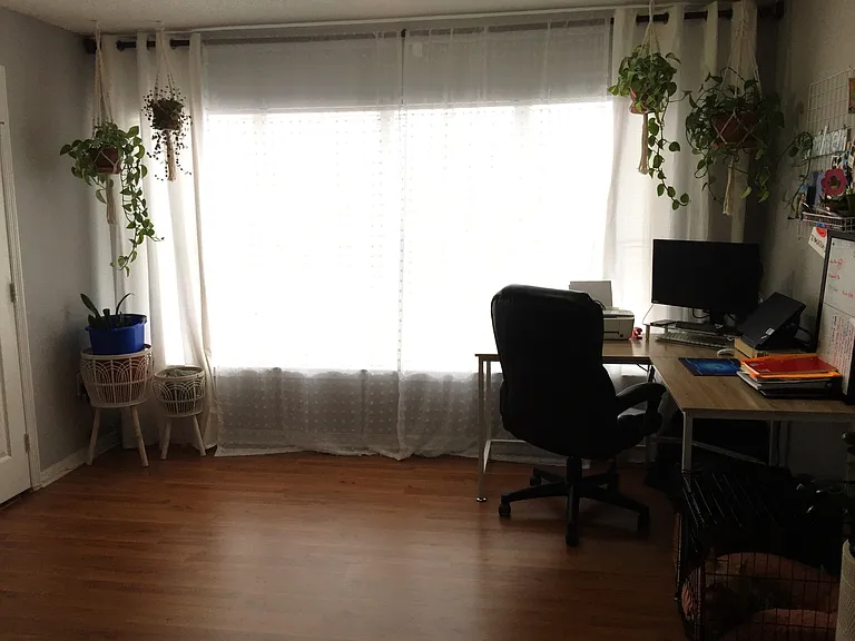 Sunroom/Study room with wood floor