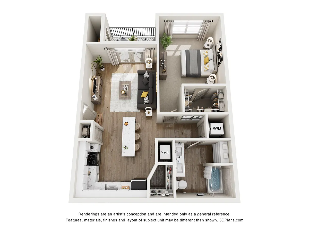 Floor plan 1 Bed, 1 Bath