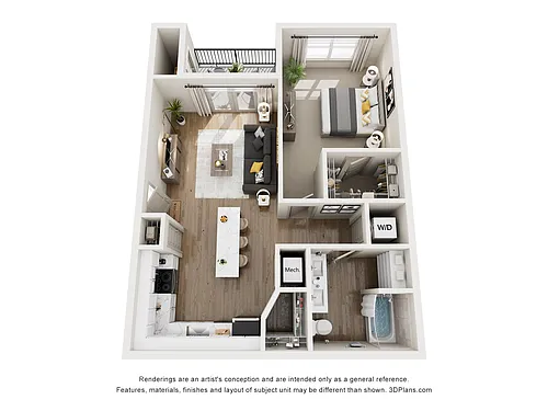 Floor plan 1 Bed, 1 Bath