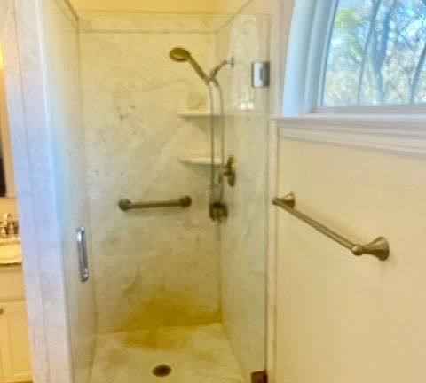 Spacious walk in shower