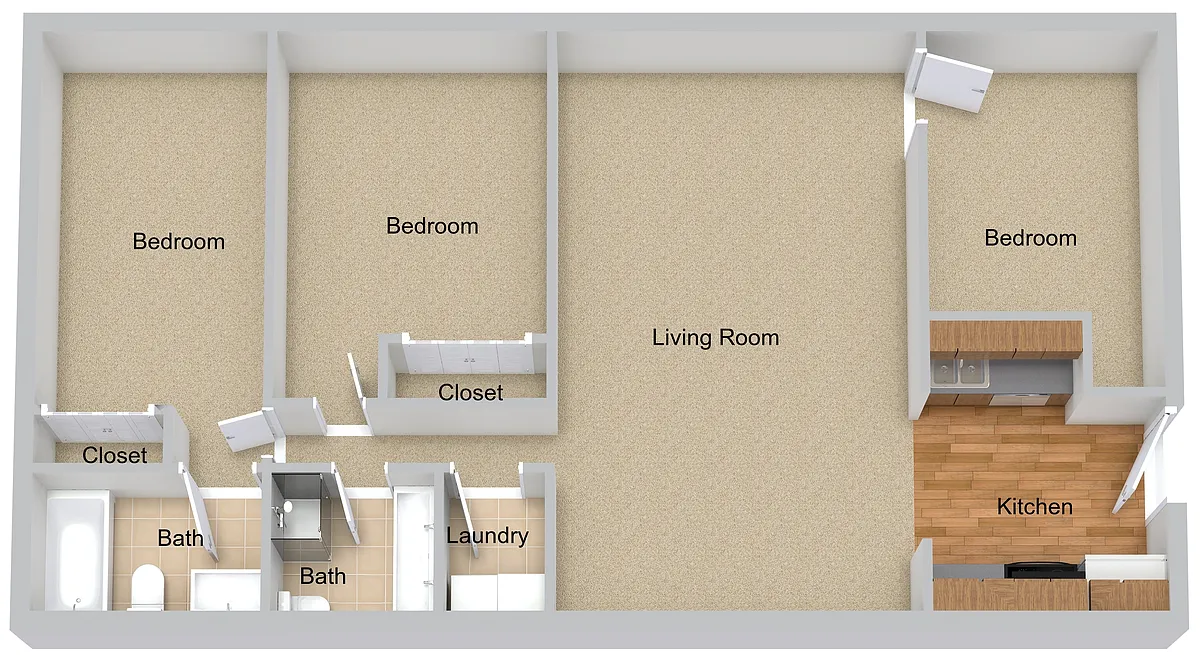 Floor plan Three Bedroom Large