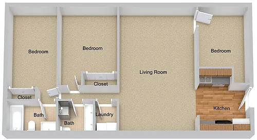 Floor plan Three Bedroom Large