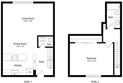 Floor plan 1 Bedroom 1 Bath