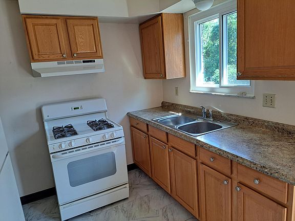 Bright sunny kitchen with double bowl sink