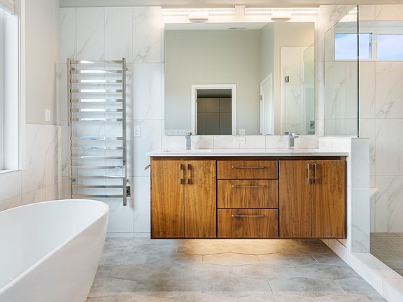 Master bathroom floating vanity.