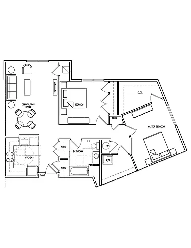 Floor plan 2 Bedrooms 1 Bath