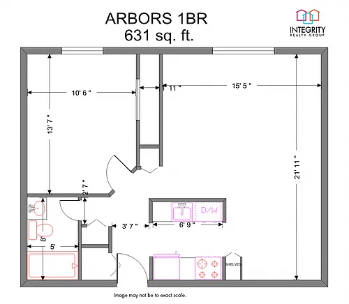 Floor plan 1 Bedroom 1 Bath