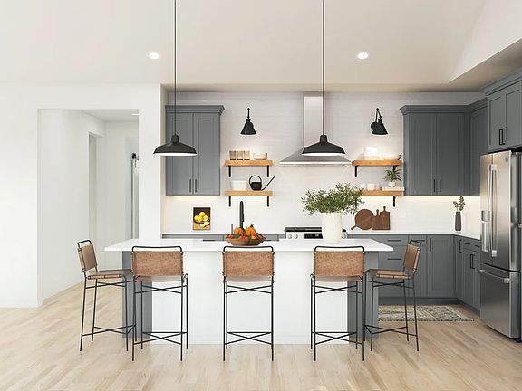 Kitchen with pendant lighting