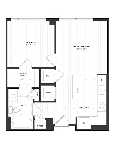 Floor plan 1 Bed/1 Bath Junior-SP11a