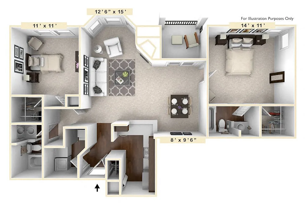 Floor plan The Champion 2 BR 2 BA