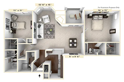 Floor plan The Champion 2 BR 2 BA