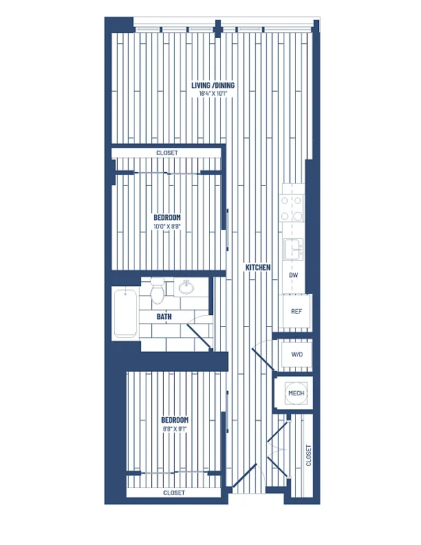 Floor plan 2 Bed/1 Bath Junior-HJR2E x28