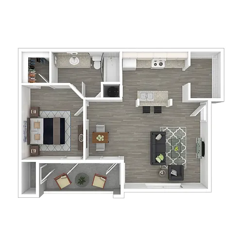Floor plan 1 Bed 1 Bath (A)