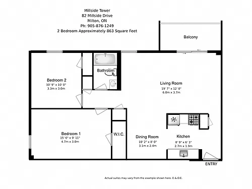 Floor plan 2 Bed 1 Bath A