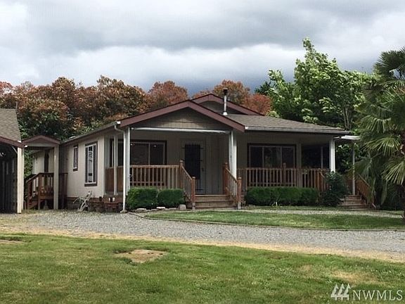 Front of home faces to the west. There is an awning for the enjoyment of your spacious deck.