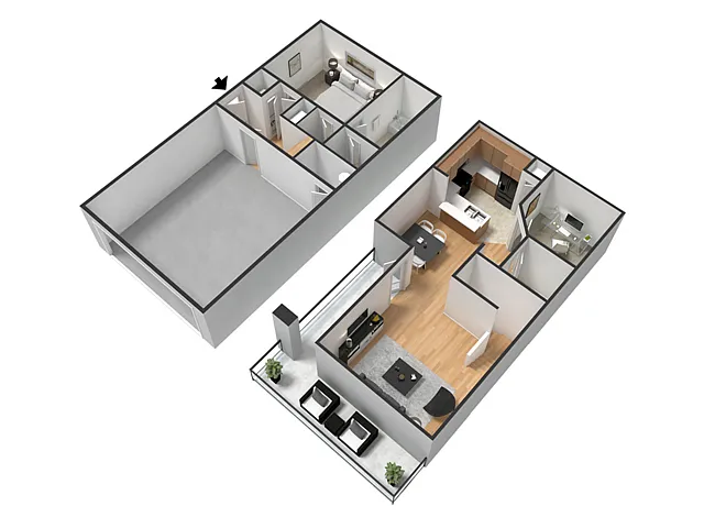 Floor plan Tribeca II 1BR/1.5BA