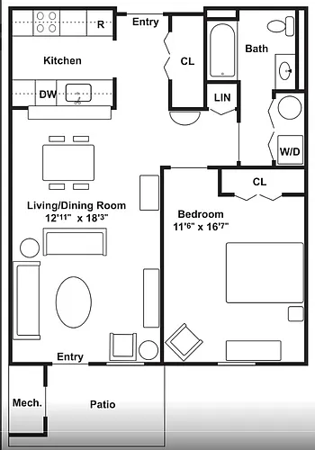 Floor plan 1 Bedroom