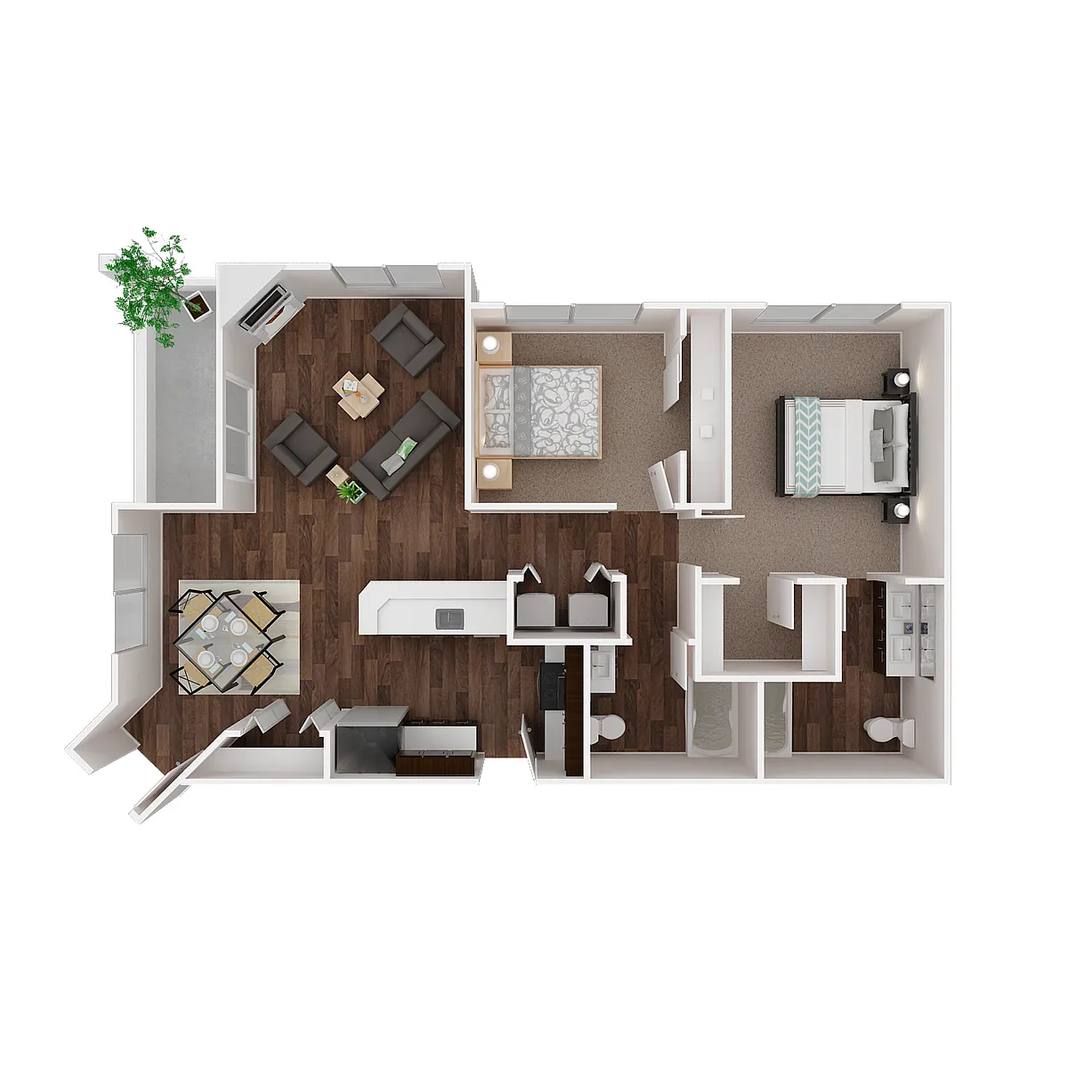 Floor plan Baker 2x2