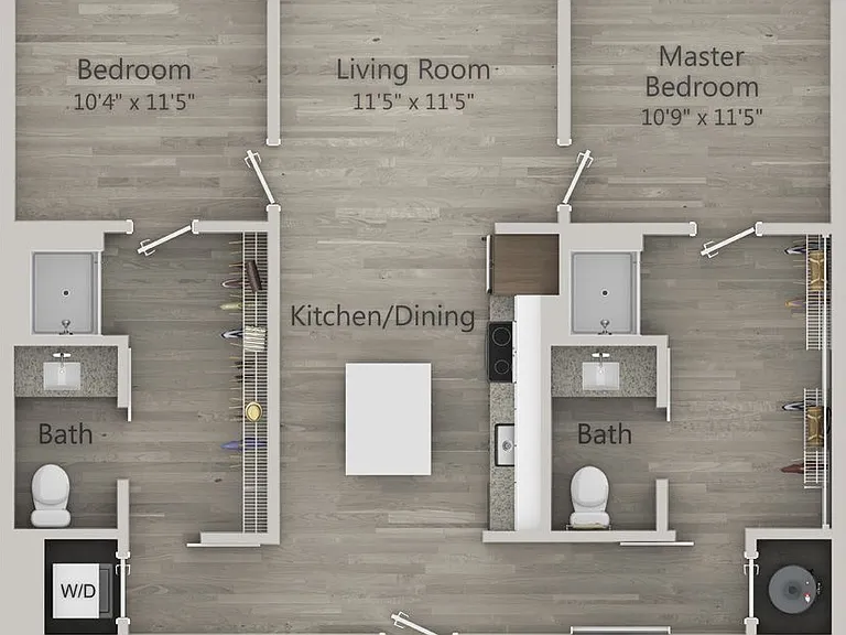 Novel NoDa - B1 - 2 Beds - 2 Baths - 979 Sq. ft.