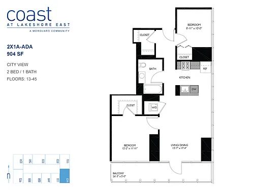 Floor plan 2x1A-ADA