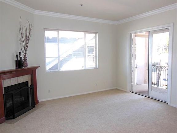 Fireplace and patio doors