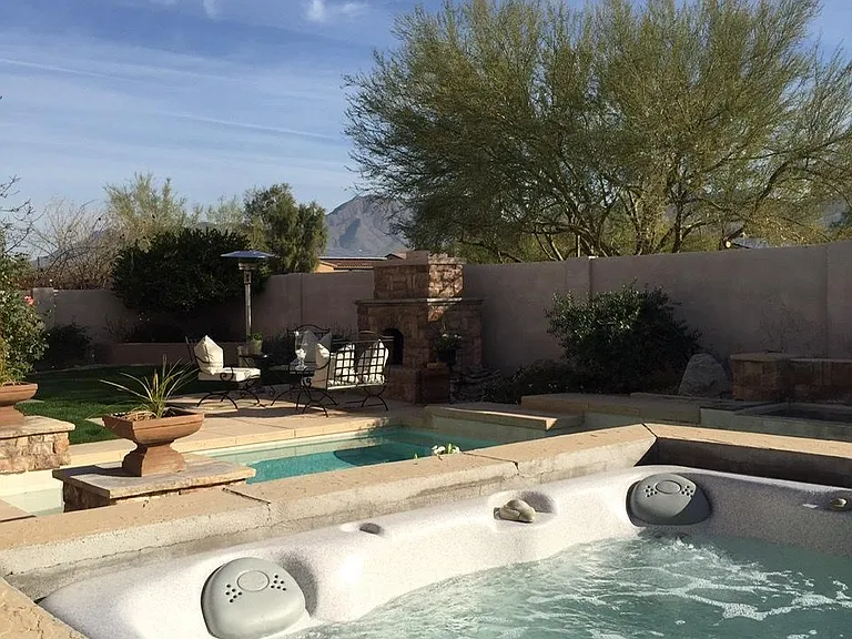Beautiful backyard with pool and hot tub all remodel last year 2019