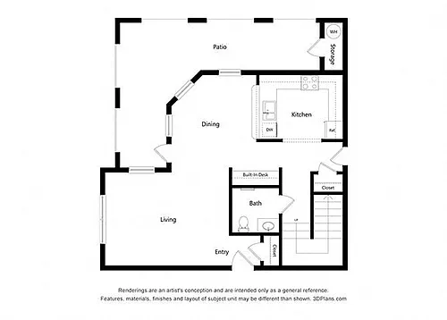Floor plan Three Bedroom Townhome (C2)