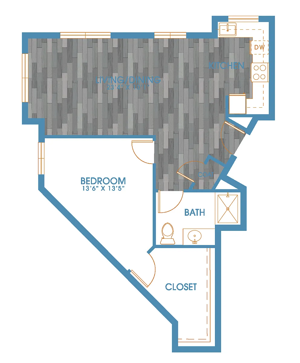 Floor plan 1X1 H