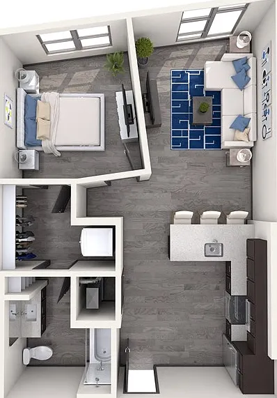 Explore this stylish one-bedroom apartment, featuring a modern kitchen and inviting living space. Explore this stylish one-bedroom apartment, featuring a modern kitchen and inviting living space.