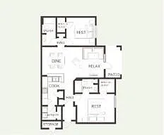Floor plan Two Bedroom, Two Bathroom