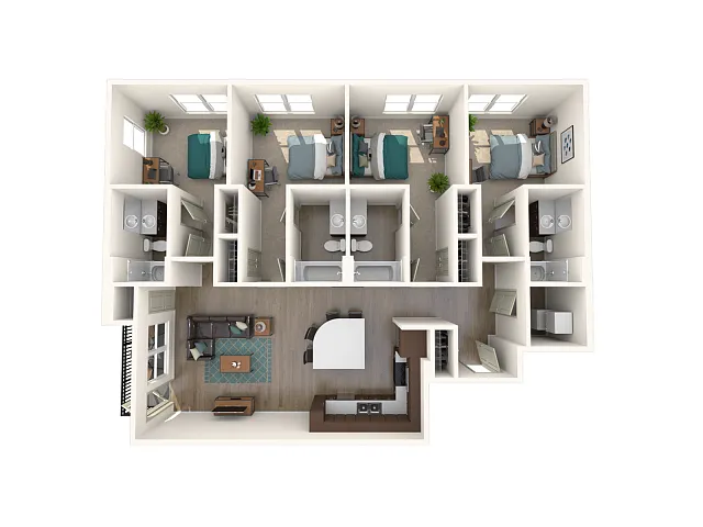 Floor plan 4X4A Price per bed