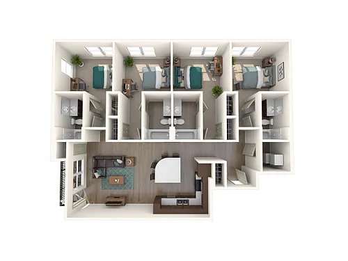 Floor plan 4X4A Price per bed