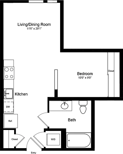 Floor plan Junior 1 Bedroom