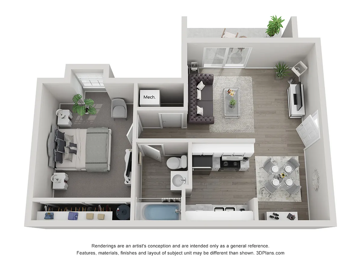 Floor plan 1X1 SM SEMI