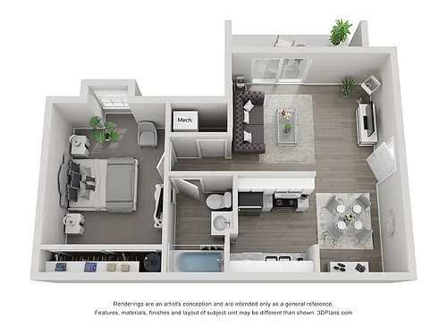 Floor plan 1X1 SM SEMI