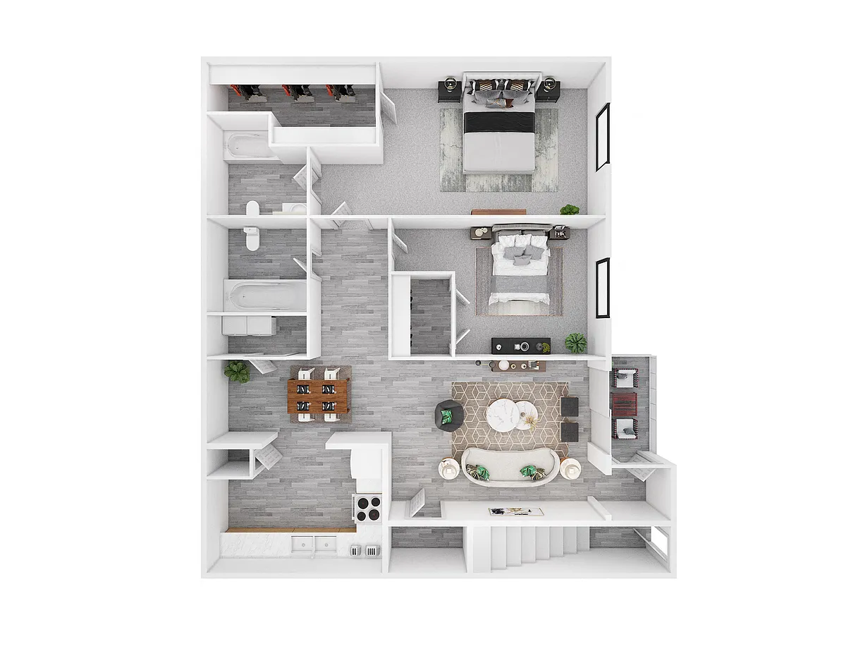 Floor plan Two Bedroom Two Bath