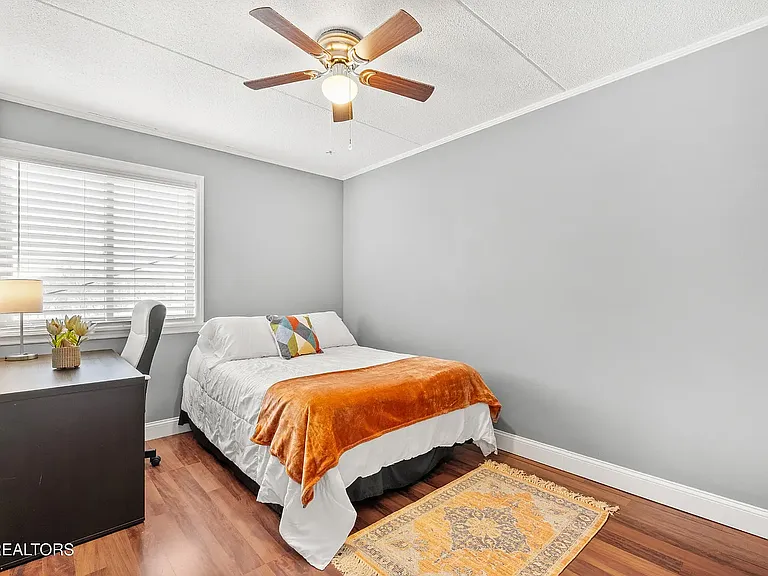 Bedroom 1: Queen Size Bed, Portable A/C Unit, Ceiling Fan, Desk, Chair, Table Lamp, Full Length Mirror, and Hangers. 
Bedding: Sheets, Pillows, Comforters and Blankets.