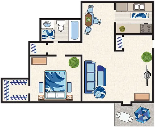 Floor plan 1 Bedroom B