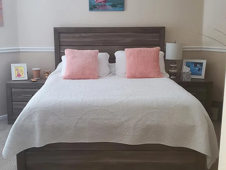 Queen bed - modern fan with remote
