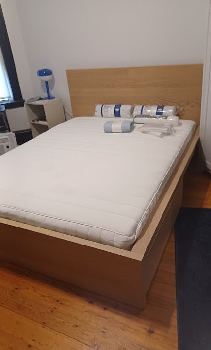 New queen mattress and Bedframe with headboard and underneath Drawers