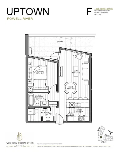 Floor plan 1BR + DEN