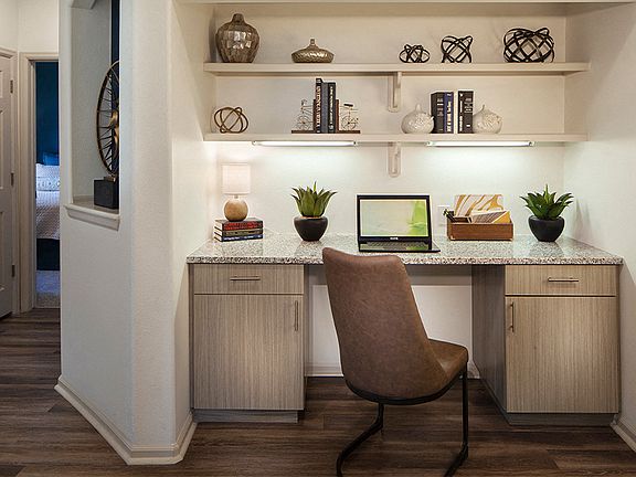 Built-in desks and shelves
