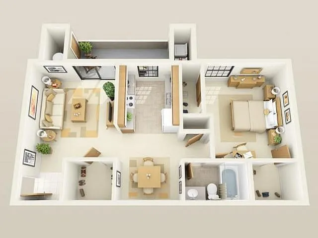 Floor plan One Bedroom One Bath - Renovated